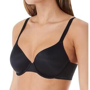 Calvin Klein Womens Black Liquid Touch Lightly Lined Full Coverage Bra Size 34D
